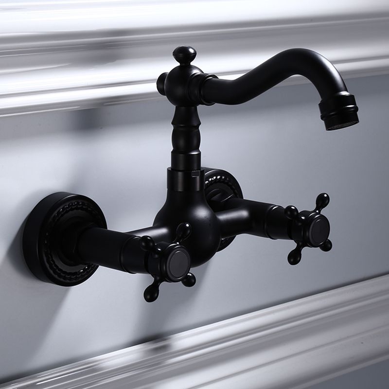 Traditional Wall Mounted Metal Bathtub Filler Low Arc Waterfall Bathroom Faucet
