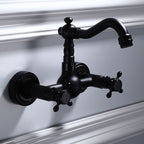 Traditional Wall Mounted Metal Bathtub Filler Low Arc Waterfall Bathroom Faucet