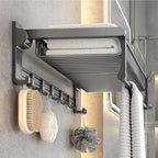 Gray contemporary bathroom accessory set bathroom shelf/towel holder & bathrobe hook incl.