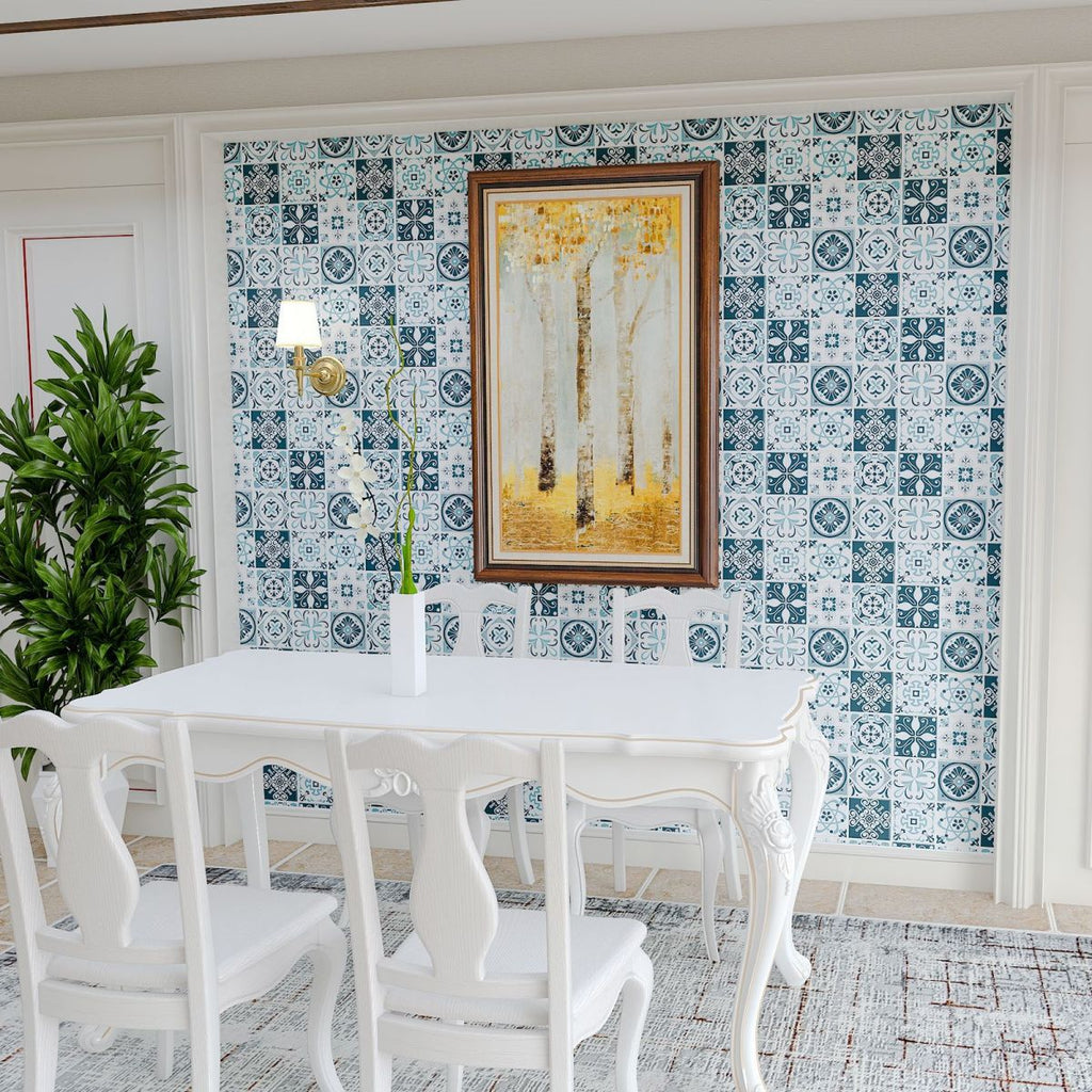 Plastic Peel & Stick Tile Square Stain Resistant Wallpaper for Back Wall