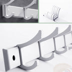 Contemporary silver metal bathroom accessory set with towel rack