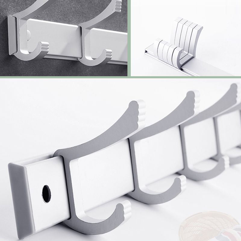 Contemporary silver metal bathroom accessory set with towel rack