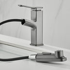 Modern Brass Water Faucet Center Mount Bathroom Faucet with Water Hose