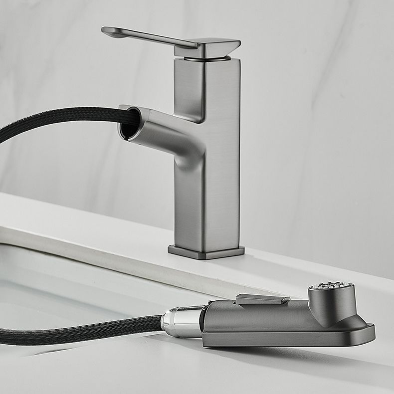 Modern Brass Water Faucet Center Mount Bathroom Faucet with Water Hose