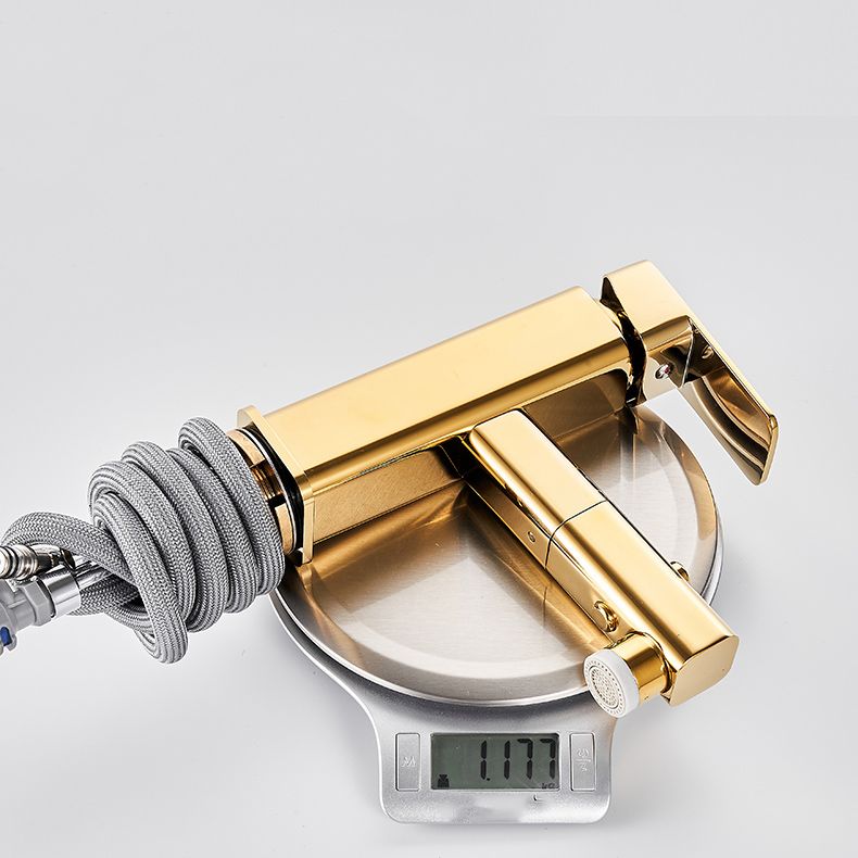Luxury Extendable Basin Faucet Cubic Low Arc Vanity Faucet