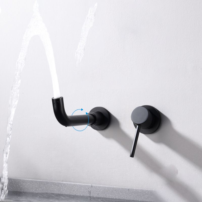 Round Single Handle Bathroom Faucet 2-Hole Wall Mounted Bathroom Faucet with Swivel Head