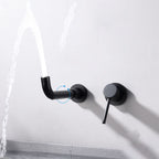 Round Single Handle Bathroom Faucet 2-Hole Wall Mounted Bathroom Faucet with Swivel Head