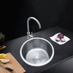 Round Stainless Steel Sink Built-in Sink with Basket Strainer