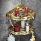 Modern Gold/Silver 3-piece Bathroom Accessories Set, Bath Shelf