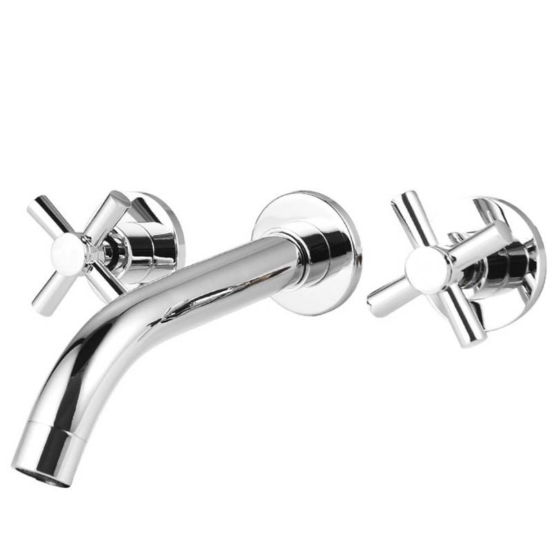 Modern Cross Handle Faucet Monochrome Wall Mounted Bathroom Faucet