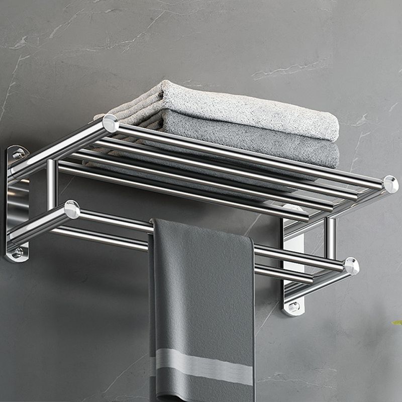 Polished Chrome Modern Bathroom Accessory Set in Stainless Steel with Bath Shelf/Towel Bar