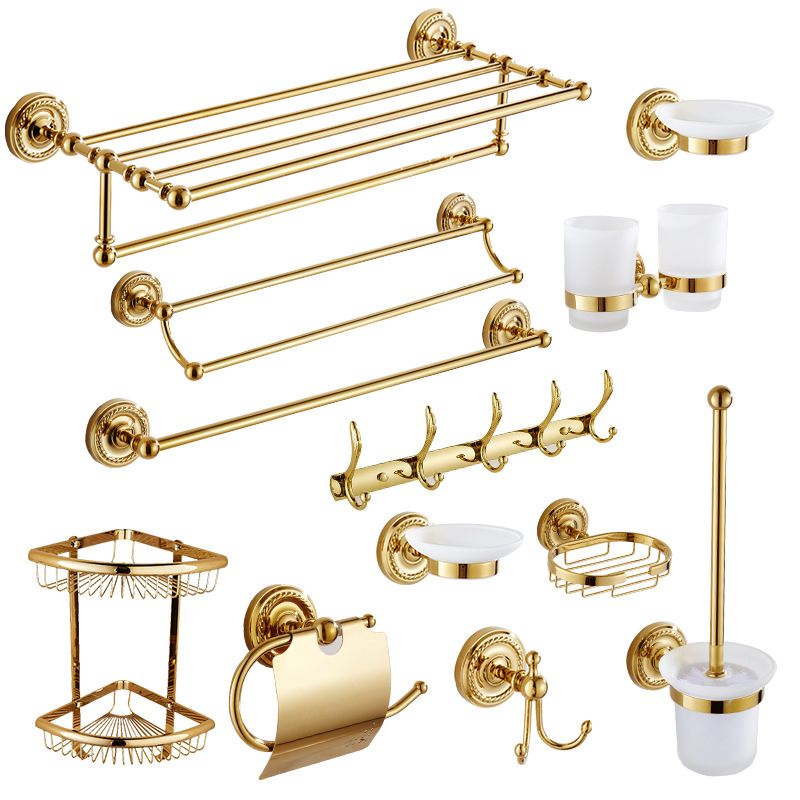 Traditional Golden Bath Accessory Set Copper Bathroom Accessory Kit