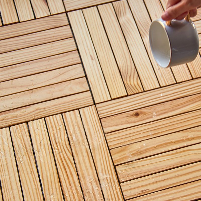 7-Slat Square Wood Terrace Tiles Laying Pattern Outdoor Terrace Tiles