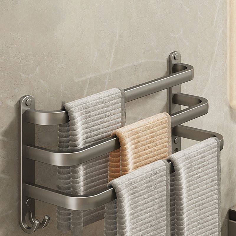 2-piece modern bathroom accessory set made of aluminum matte gray towel bar
