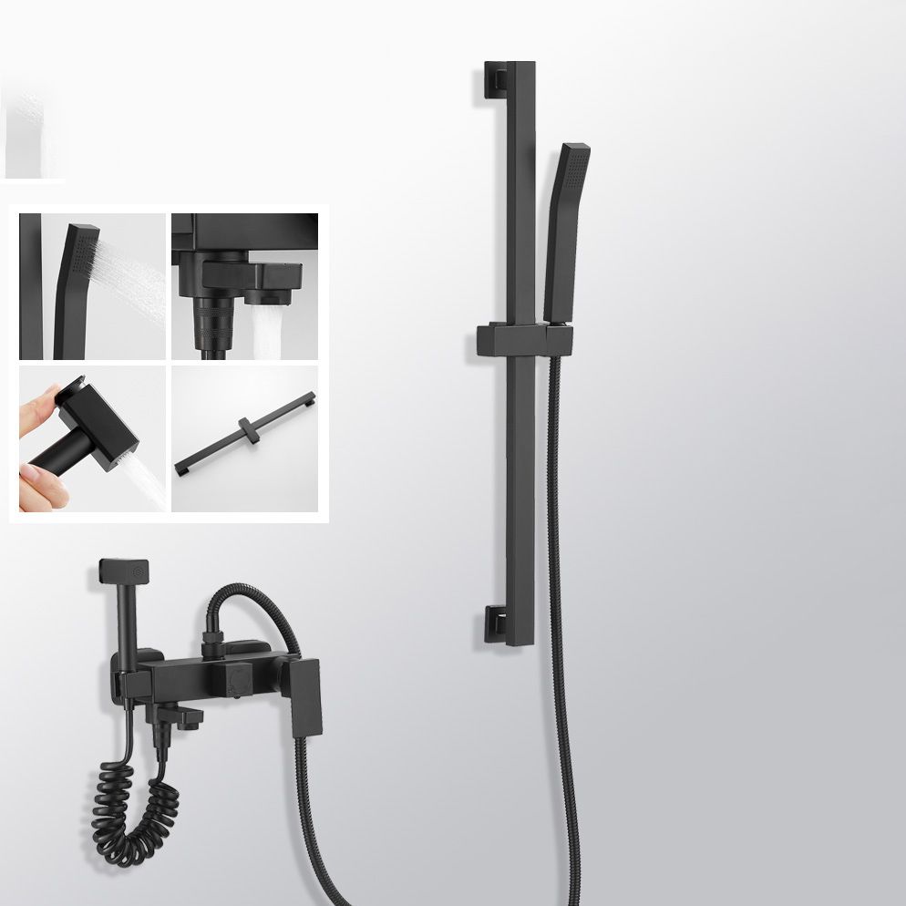 Black Wall-Mounted Shower Head Combo Modern Metal Shower System