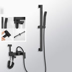 Black Wall-Mounted Shower Head Combo Modern Metal Shower System