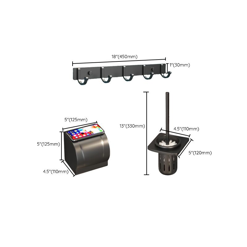 Modern Bathroom Hardware Set Matte Black Metal Bathroom Accessories Kit