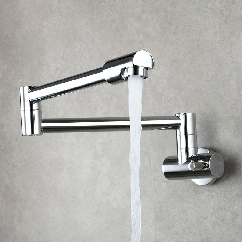 Modern Pull-down Faucet Single Handle Wall Mounted Pot Filler Low Profile 1 Holder Filler