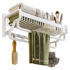 Modern bathroom accessory set in white with bath shelf/towel bar/bath towel hooks