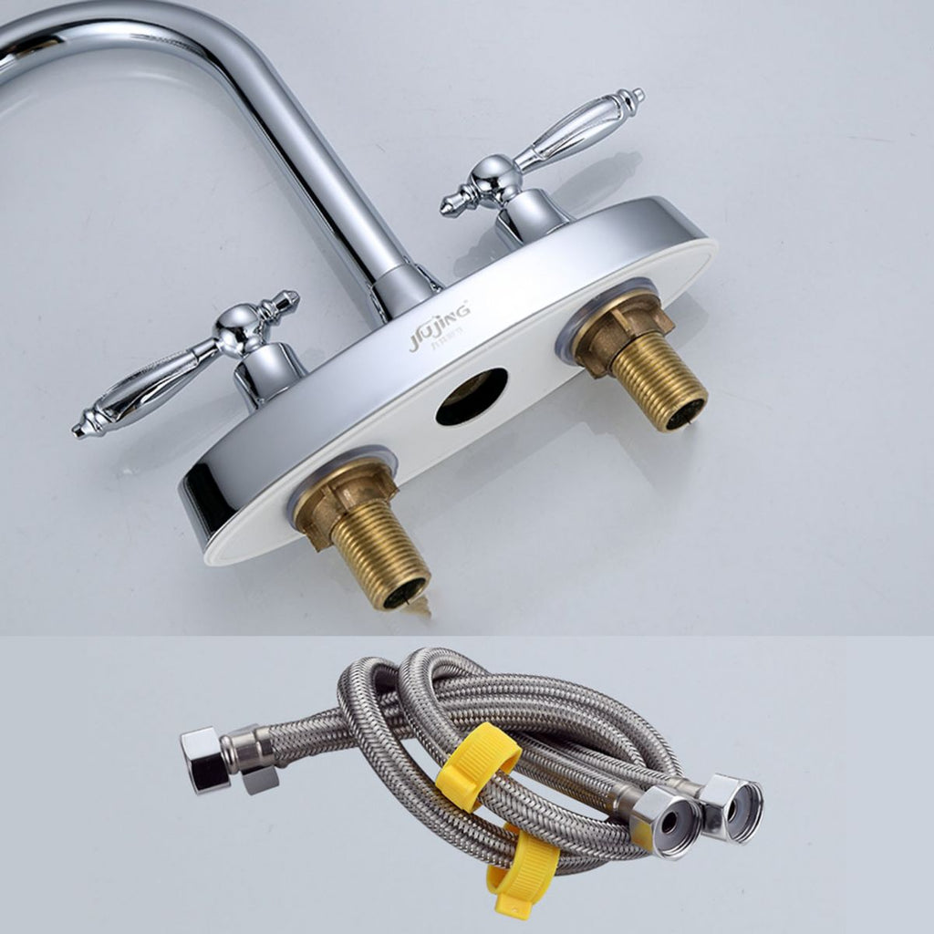 Three-Hole Centerset Bathroom Sink Faucet Contemporary Brass Faucet