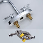 Three-Hole Centerset Bathroom Sink Faucet Contemporary Brass Faucet