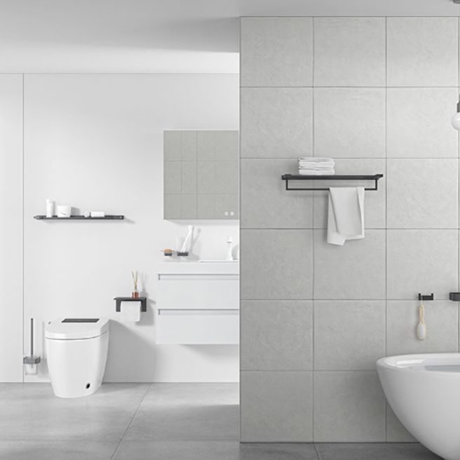 Gray contemporary bathroom accessory set Brushed gray bath shelf/toilet paper holder/towel bar
