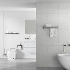 Gray contemporary bathroom accessory set Brushed gray bath shelf/toilet paper holder/towel bar
