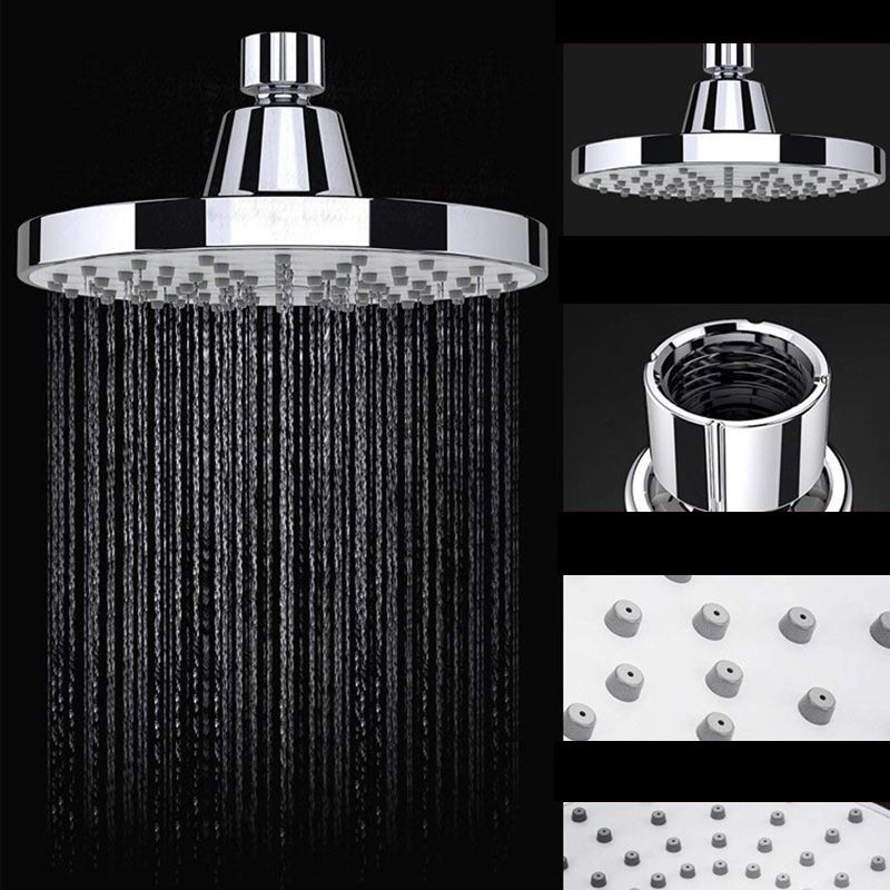 Round Fest Shower Head Silver Single Jet Wall Mounted Shower Head