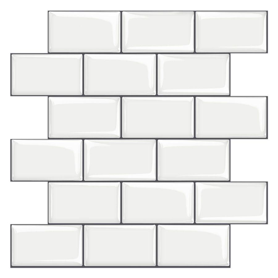 12"x 12" Resin Mosaic Tiles Square Self-Adhesive Tiles for Backsplash & Wall Tile