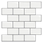 12"x 12" Resin Mosaic Tiles Square Self-Adhesive Tiles for Backsplash & Wall Tile