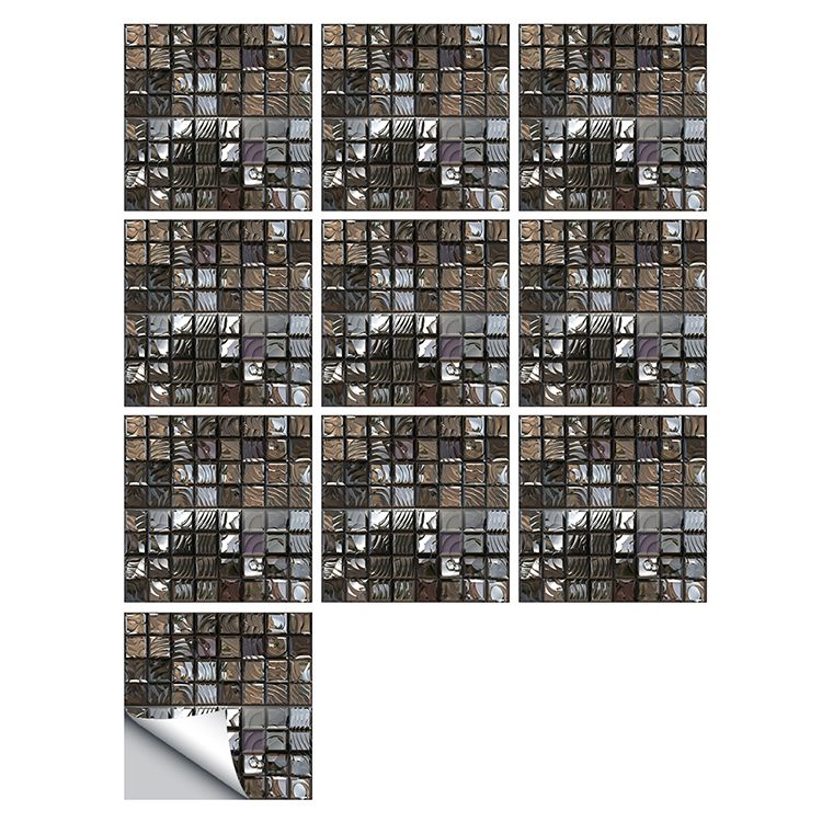 Square Peel and Stick Tile Grid Mosaic Tiles Interior Wallpaper