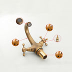 Vintage Widespread Bathroom Faucet Industrial Cross Handles Basin Faucet
