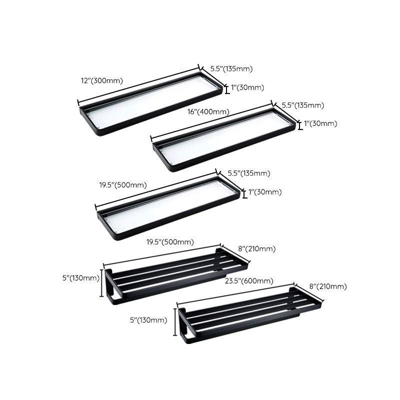 Black Bathroom Accessories Hardware Set with Towel Bar and Bathroom Shelf