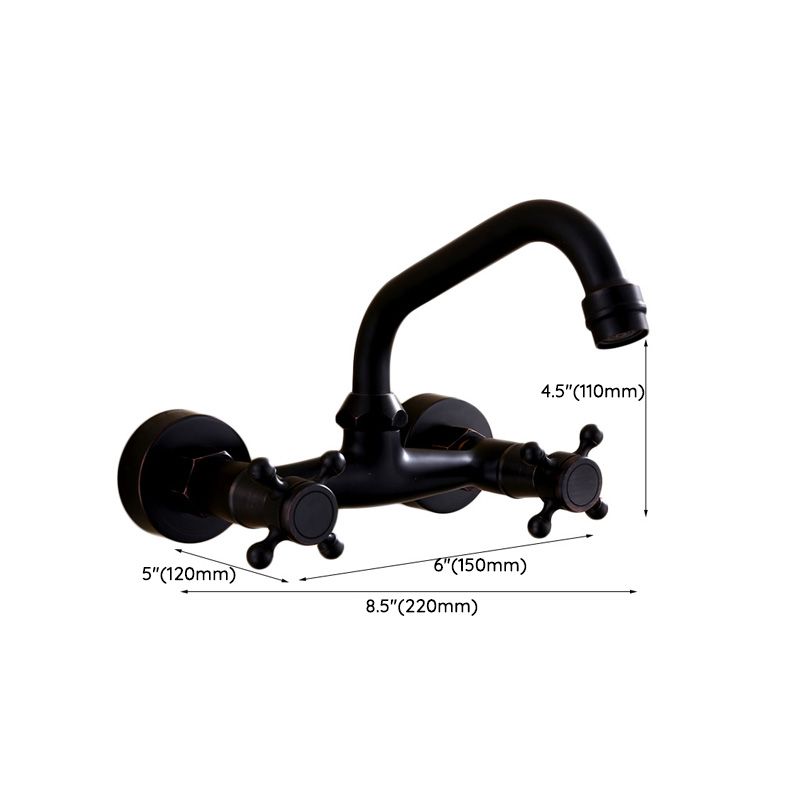 Black Wall-Mounted Bathroom Faucet American Classic Widespread Sink Faucet