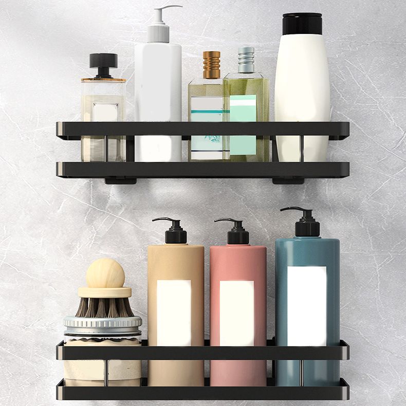 2-piece bathroom shelf made of matte black metal bathroom hardware set