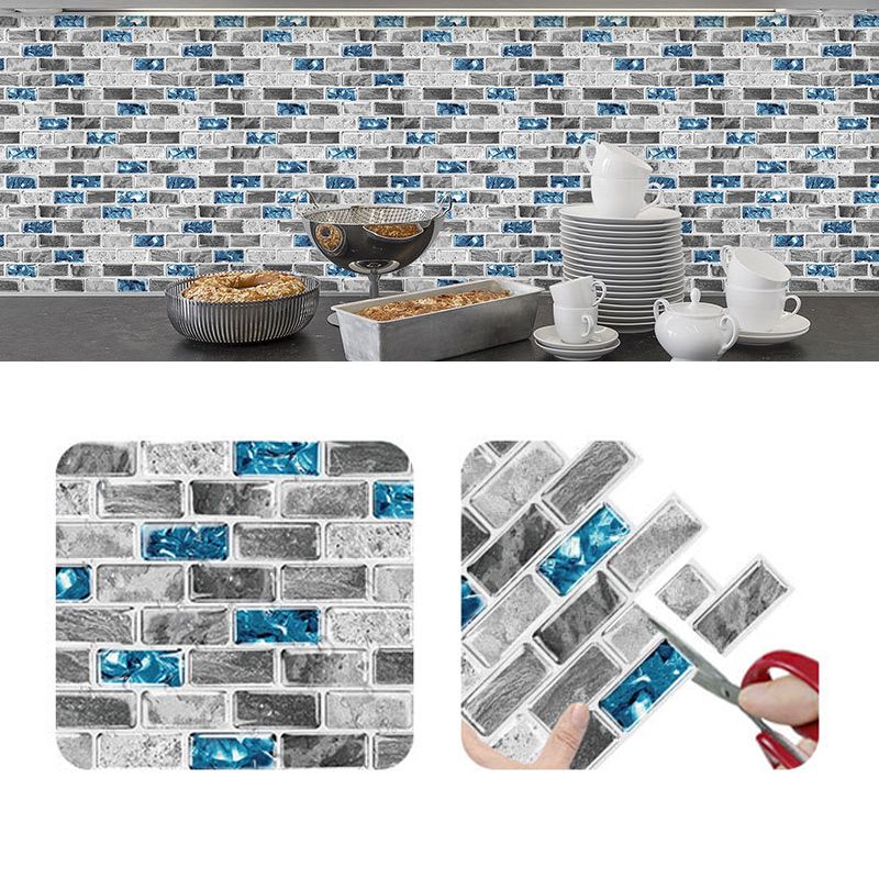 Peel and Stick Wall Tile Water Repellent Rectangle PVC Peel & Stick Subway Tile