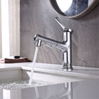 Contemporary Single Handle Faucet Retractable Sink Faucet with Lever Handle