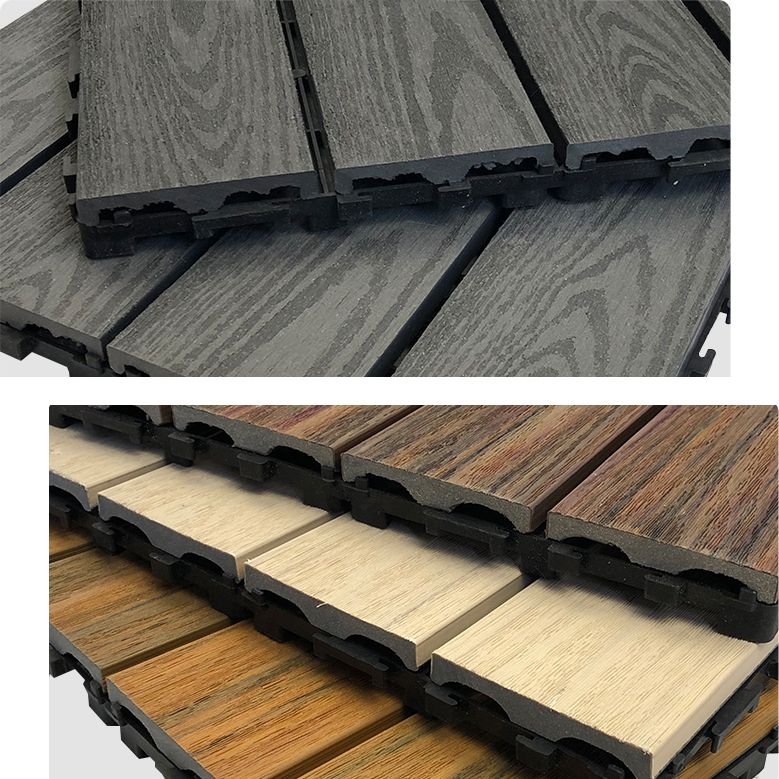 Composite Square Patio Tiles Interlocking Striped Pattern Patio Floor Tiles