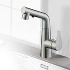 Contemporary Vessel Faucet Pull-Out Faucet with Single Lever Handle