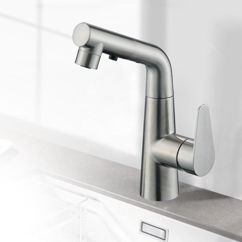 Contemporary Vessel Faucet Pull-Out Faucet with Single Lever Handle
