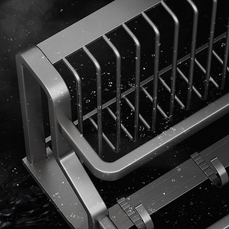 Contemporary bathroom accessory set made of matte stainless steel-aluminum with bathrobe hook/towel rail