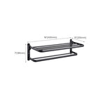 Contemporary bathroom accessory set with black finish and bath shelf/towel bar