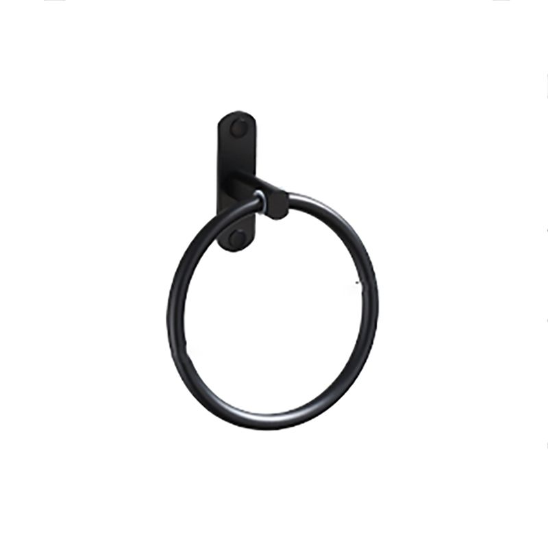 Contemporary Bathroom Accessory Set Black Surface Bathrobe Hook/Towel Ring Bar