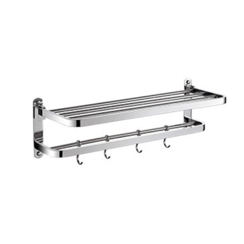 Polished Chrome Modern Bathroom Accessory Set in Stainless Steel with Bath Shelf/Towel Bar