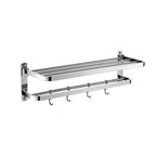 Polished Chrome Modern Bathroom Accessory Set in Stainless Steel with Bath Shelf/Towel Bar