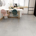Scratch-resistant plastic floor tiles with straight edge for peeling and sticking