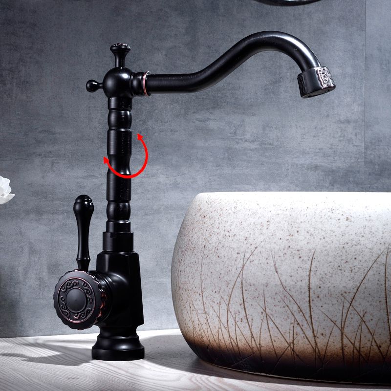 Glam Style Sink Faucet with Swivable Spout and Lever Handle