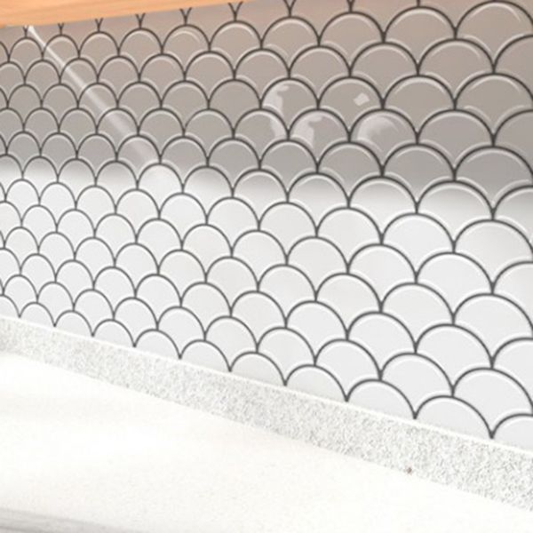 Fish scale Peel & Stick field tile square plastic Peel & Stick mosaic tile