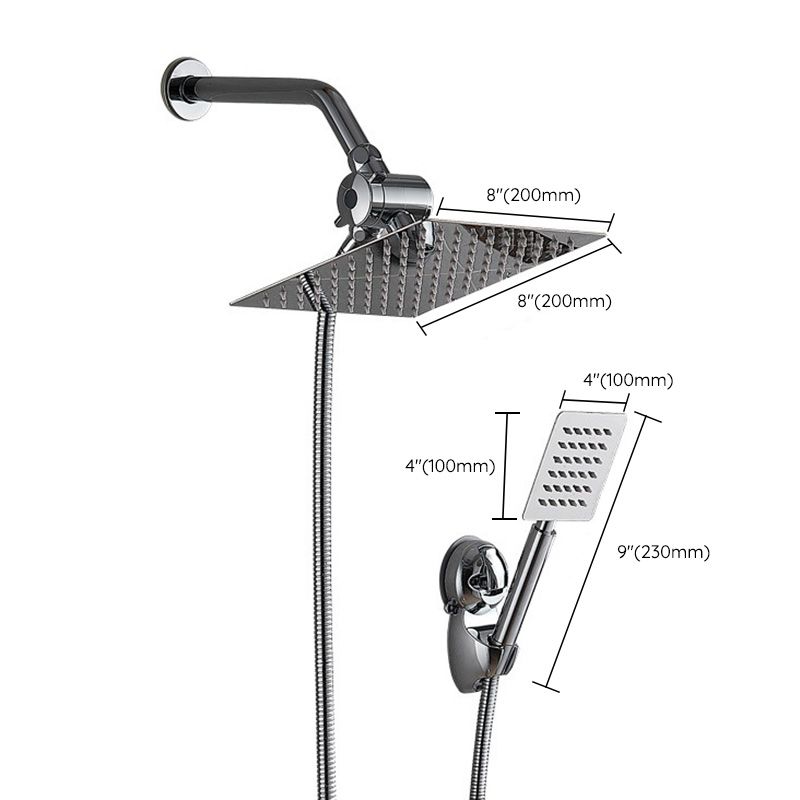 Square Metal Double Shower Heads Modern Shower with Shower Hose