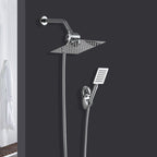 Silver Square Double Shower Head Modern Water Filtration Wall-Mounted Shower Head